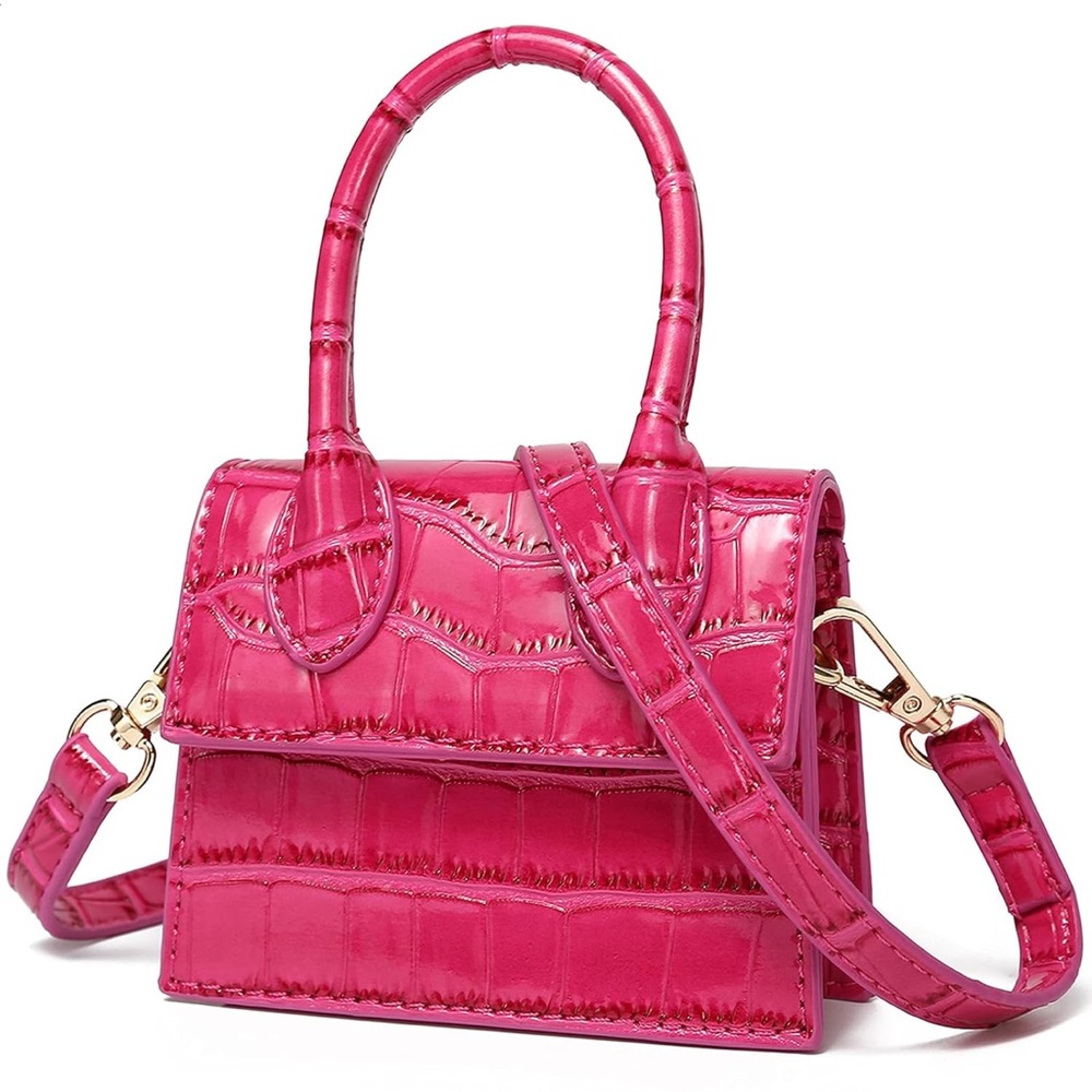 Elegant Pink Croc-Embossed Handbag